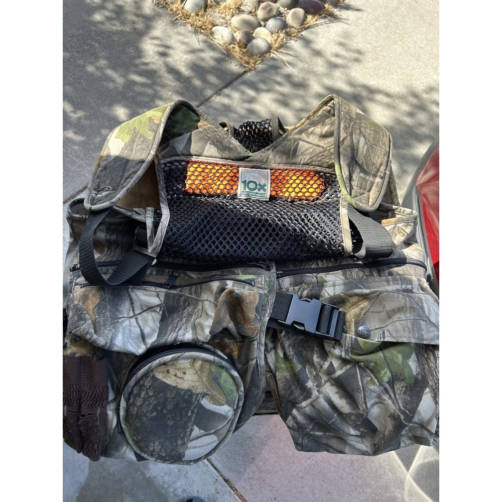 10X Realtree Hardwoods Camo Turkey Hunting Vest Game Bag Pockets Vintage